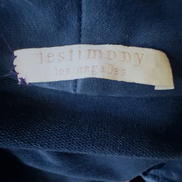 Testimony Los Angeles French Terry Longline Duster Jacket Blue Cotton Medium - Picture 9 of 11